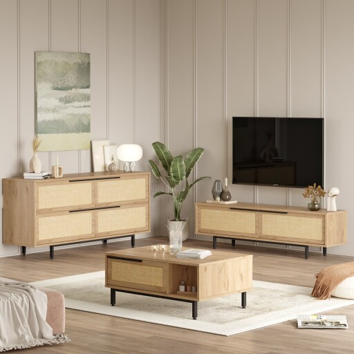 Set mobilier living, Hanah Home, ON20-SU, Stejar