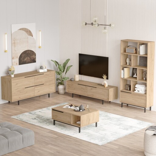 Set mobilier living, Hanah Home, ON21-S, Stejar