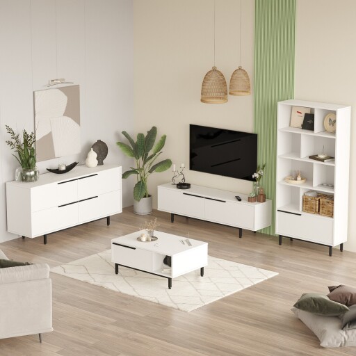 Set mobilier living, Hanah Home, ON21-W, Alb