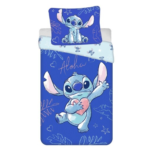 Lenjerie de pat pentru copii albastră din bumbac pentru pat de o persoană 140x200 cm Lilo & Stitch "Aloha" – Jerry Fabrics