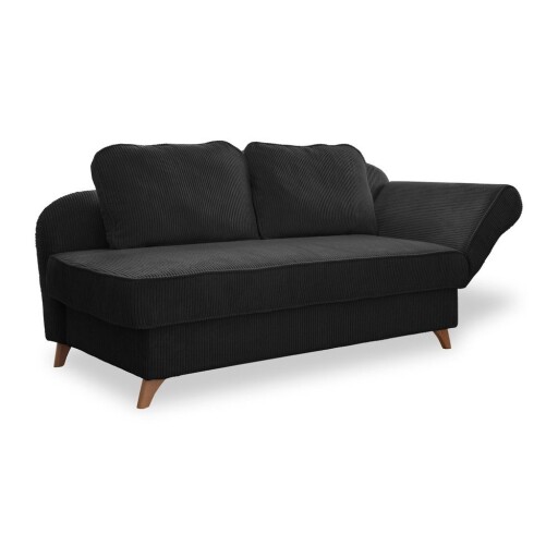 Șezlong gri antracit cu tapițerie din catifea reiată (cu colț pe partea dreaptă) Chic Charlotte – Miuform