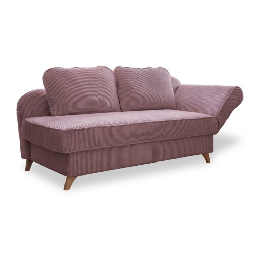 Șezlong roz prăfuit cu tapițerie din catifea reiată (cu colț pe partea dreaptă) Chic Charlotte – Miuform