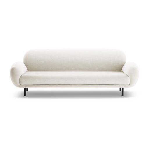 Canapea albă cu tapițerie din țesătură bouclé 208 cm Poppy – Micadoni