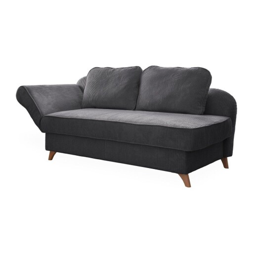 Șezlong gri cu tapițerie din catifea reiată (cu colț pe partea stângă) Chic Charlotte – Miuform