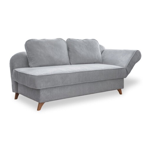 Șezlong gri deschis cu tapițerie din catifea reiată (cu colț pe partea dreaptă) Chic Charlotte – Miuform