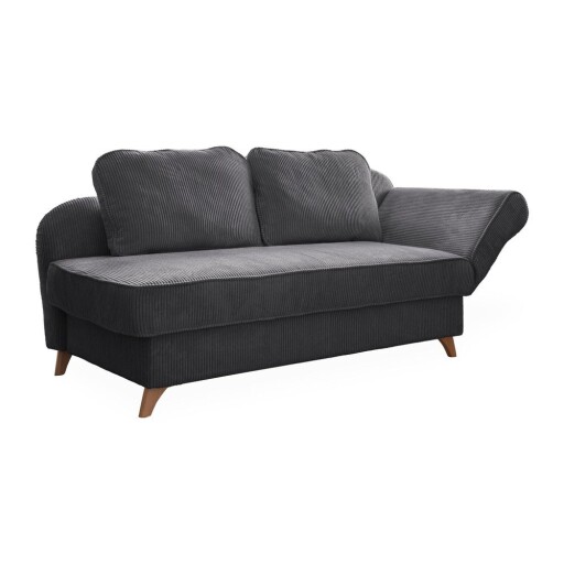 Șezlong gri cu tapițerie din catifea reiată (cu colț pe partea dreaptă) Chic Charlotte – Miuform