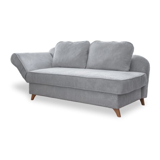 Șezlong gri deschis cu tapițerie din catifea reiată (cu colț pe partea stângă) Chic Charlotte – Miuform