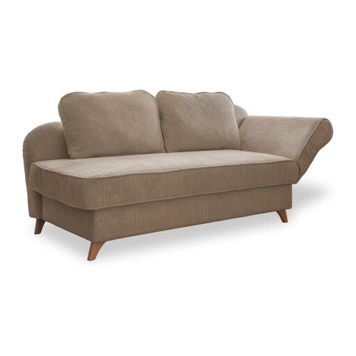 Șezlong taupe cu tapițerie din catifea reiată (cu colț pe partea dreaptă) Chic Charlotte – Miuform