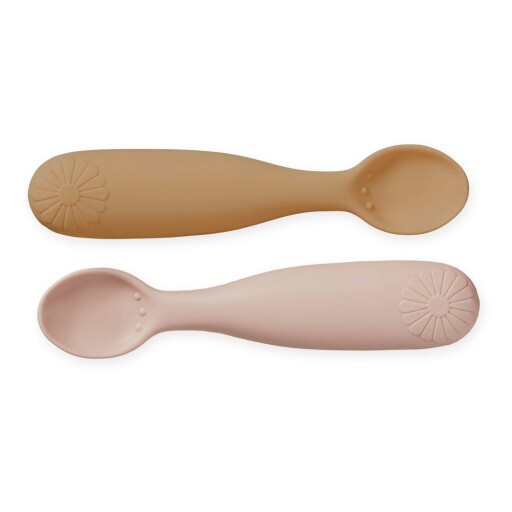 Linguri pentru copii, somon/galben-deschis din silicon 2 buc. Coral Mix – Cam Cam Copenhagen