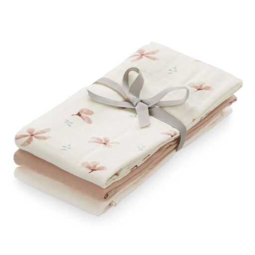 Scutece pentru copii 3 buc. din bumbac organic 70x70 cm Windflower Creme, Dusty Rose, Powder – Cam Cam Copenhagen