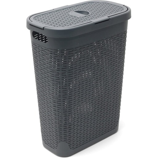 Coș de rufe Addis Rattan Effect Slim Hamper, 40 l, gri