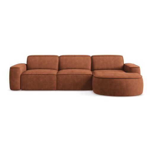 Colțar teracotă cu tapițerie din chenille (cu colț pe partea dreaptă/cu șezlong) Omao – Makamii
