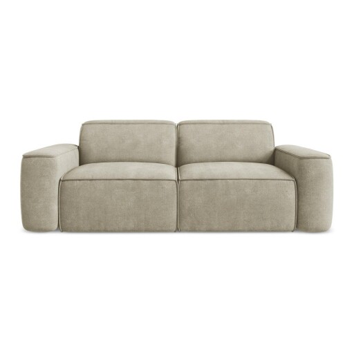 Canapea bej cu tapițerie din chenille 204 cm Omao – Makamii