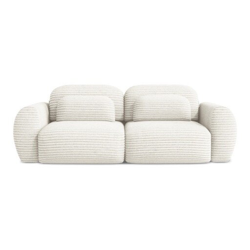 Canapea bej extensibilă/cu spațiu de depozitare cu tapițerie din catifea reiată 266 cm Kini – Makamii