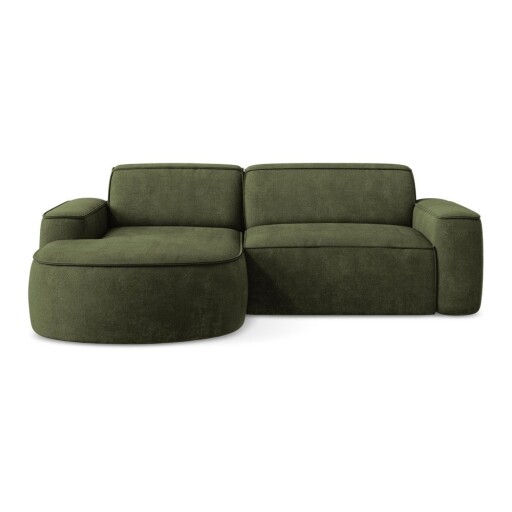 Colțar verde cu tapițerie din chenille (cu colț pe partea stângă/cu șezlong) Omao – Makamii