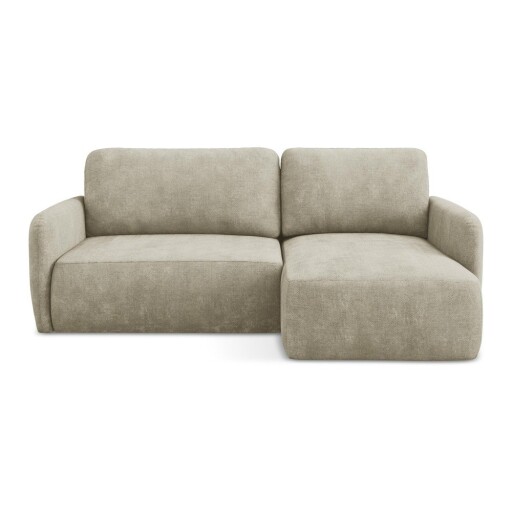 Colțar bej extensibil/cu spațiu de depozitare cu tapițerie din chenille (cu colț pe partea dreaptă/cu șezlong) Lilo – Makamii