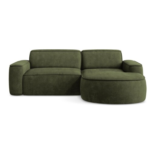Colțar verde cu tapițerie din chenille (cu colț pe partea dreaptă/cu șezlong) Omao – Makamii