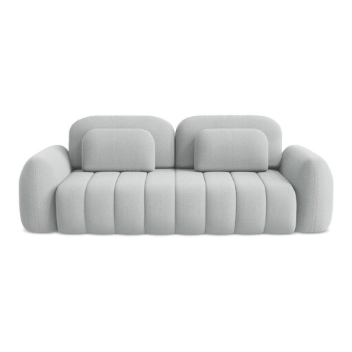Canapea gri deschis extensibilă/cu spațiu de depozitare cu tapițerie din țesătură bouclé 266 cm Pele – Makamii