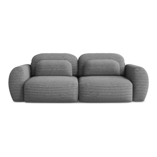 Canapea gri închis extensibilă/cu spațiu de depozitare cu tapițerie din catifea reiată 266 cm Kini – Makamii