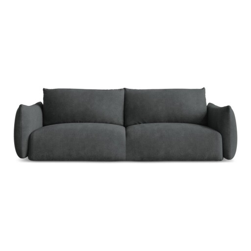 Canapea gri închis extensibilă cu tapițerie din chenille 230 cm Leila – Makamii
