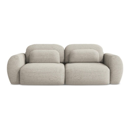 Canapea maro deschis extensibilă/cu spațiu de depozitare cu tapițerie din catifea reiată 266 cm Kini – Makamii