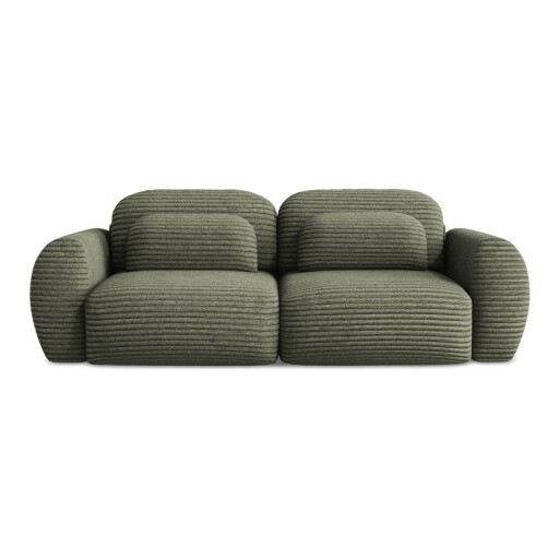 Canapea verde extensibilă/cu spațiu de depozitare cu tapițerie din catifea reiată 266 cm Kini – Makamii