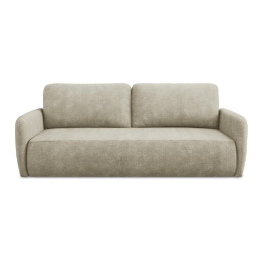 Canapea bej extensibilă/cu spațiu de depozitare cu tapițerie din chenille 218 cm Lilo – Makamii