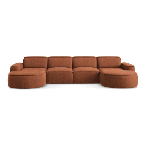 Colțar teracotă cu tapițerie din chenille (în formă de "U") Omao – Makamii