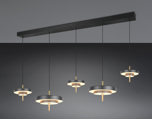 Lustra Keaton, TRIO, 140x30x150 cm, 50W, 1x SMD, metal, negru/auriu