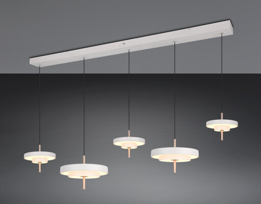 Lustra Keaton, TRIO, 140x30x150 cm, 50W, 1x SMD, metal, gri/auriu