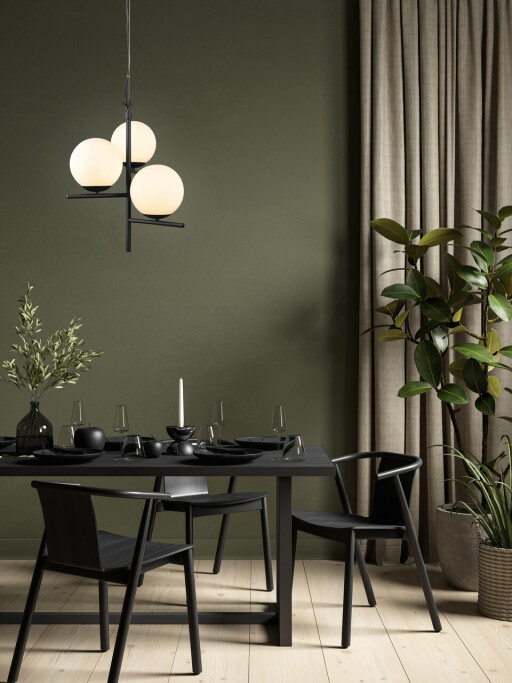 Lustra Pure, TRIO, 40x150 cm, 28W, 3x E14, metal, negru mat/alb