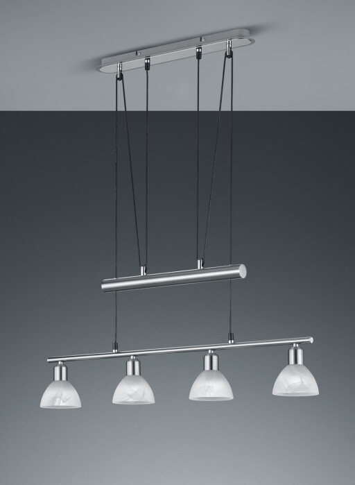 Lustra Levisto, TRIO, 80x11x160 cm, 4.9W, 4x E14, metal, nichel mat/alb