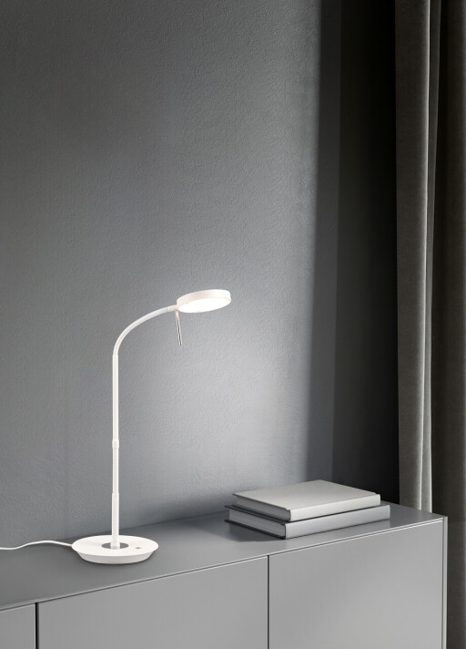 Lampa de masa Monza, TRIO, 19x46x57 cm, 12W, 1x SMD, metal, alb mat