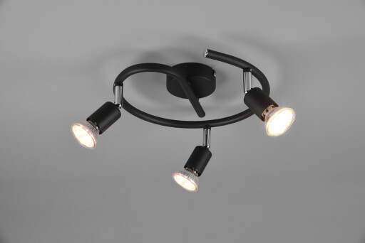 Plafoniera Paris, RL, 25x13.5 cm, 35W, 3x GU10, metal, negru mat