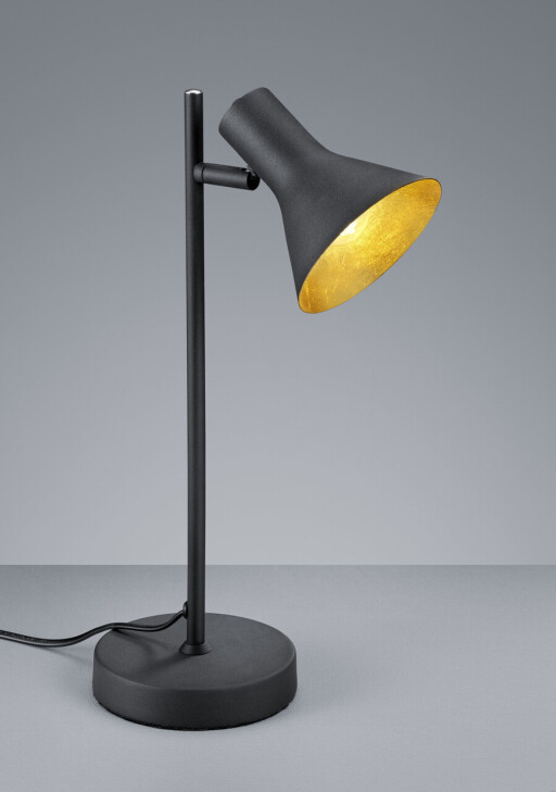 Lampa de masa Nina, RL, 13x39 cm, 28W, 1x E14, metal, negru/auriu