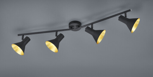 Plafoniera Nina, RL, 84.5x11x21 cm, 40W, 4x E14, metal, negru/auriu