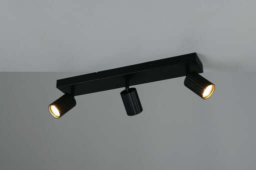 Plafoniera Soka, TRIO, 50x9x14.5 cm, 10W, 3x GU10, metal, negru mat