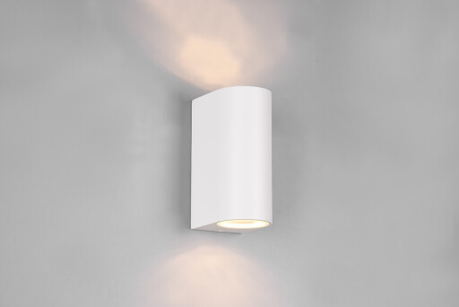 Aplica de perete rotunda pentru exterior Roya, TRIO, 6.9x15 cm, 35W, 2x GU10, aluminiu, alb mat