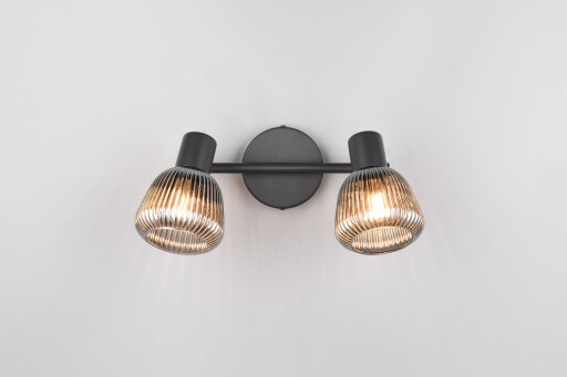 Plafoniera Tarifa, TRIO, 29.5x19 cm, 10W, 2x E14, metal, negru mat/argintiu