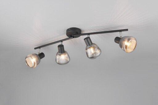 Plafoniera Tarifa, TRIO, 71x20.5 cm, 10W, 4x E14, metal, negru mat/argintiu