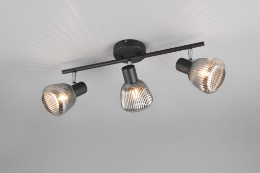 Plafoniera Tarifa, TRIO, 47.5x19 cm, 10W, 3x E14, metal, negru mat/argintiu