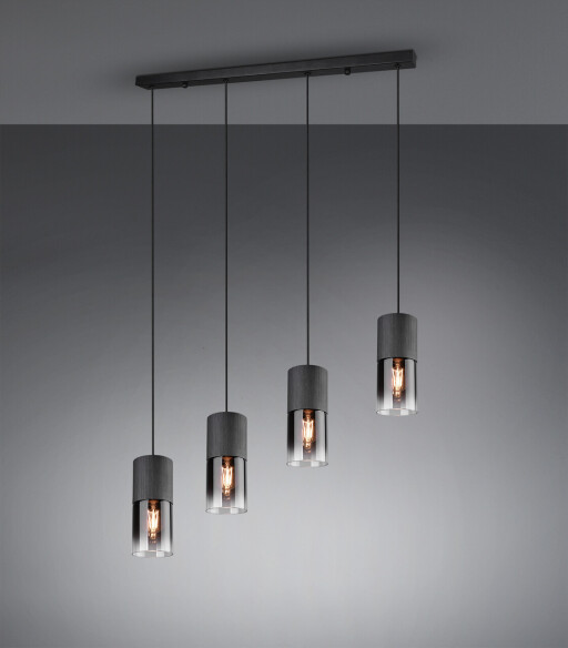 Lustra Robin, TRIO, 80.5x10x150 cm, 28W, 4x E27, metal, negru mat