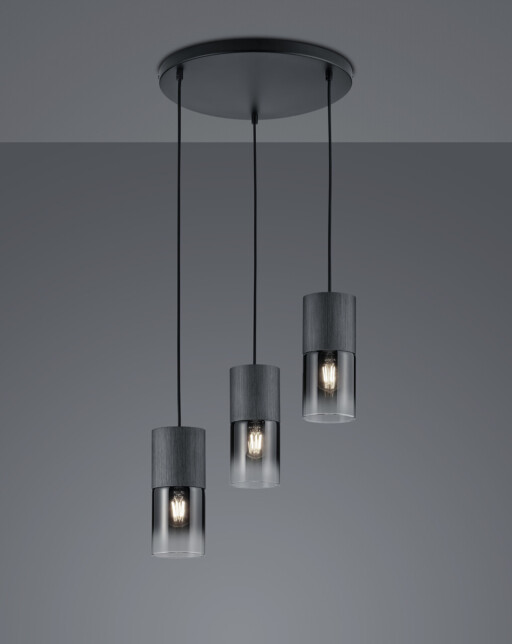 Lustra Robin, TRIO, 37x150 cm, 28W, 3x E27, metal, negru mat