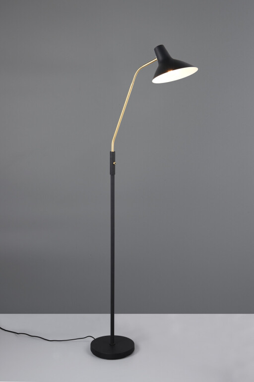 Lampadar Traveller, TRIO, 58x23x145 cm, 10W, 1x E27, metal, negru/auriu