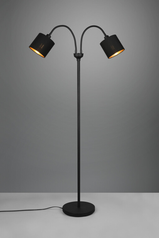 Lampadar Tommy, RL, 60x25x130 cm, 40W, 2x E14, metal/textil, negru mat