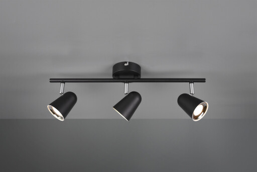 Plafoniera Toulouse, RL, 48x9x17 cm, 3.5W, 3x SMD, plastic, negru mat/argintiu