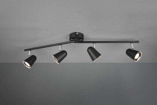 Plafoniera Toulouse, RL, 78x9x17 cm, 3.5W, 4x SMD, plastic, negru mat/argintiu