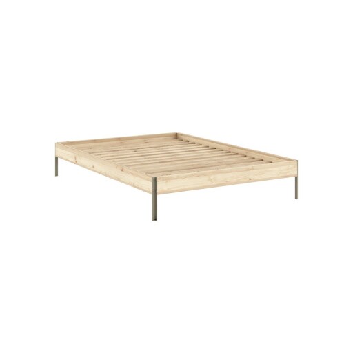 Pat matrimonial în culoare naturală din lemn de pin fără tăblie cu somieră 160x200 cm Core – Karup Design