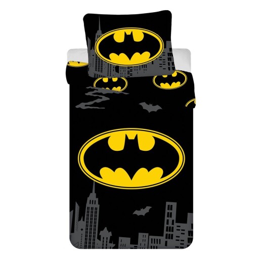 Lenjerie de pat pentru copii din bumbac pentru pat de o persoană 140x200 cm Batman "The Emblem" – Jerry Fabrics