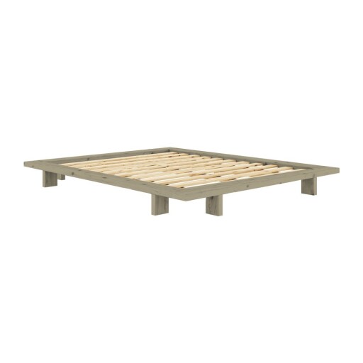 Pat matrimonial verde salvie din lemn de pin fără tăblie cu somieră 180x200 cm Japan – Karup Design